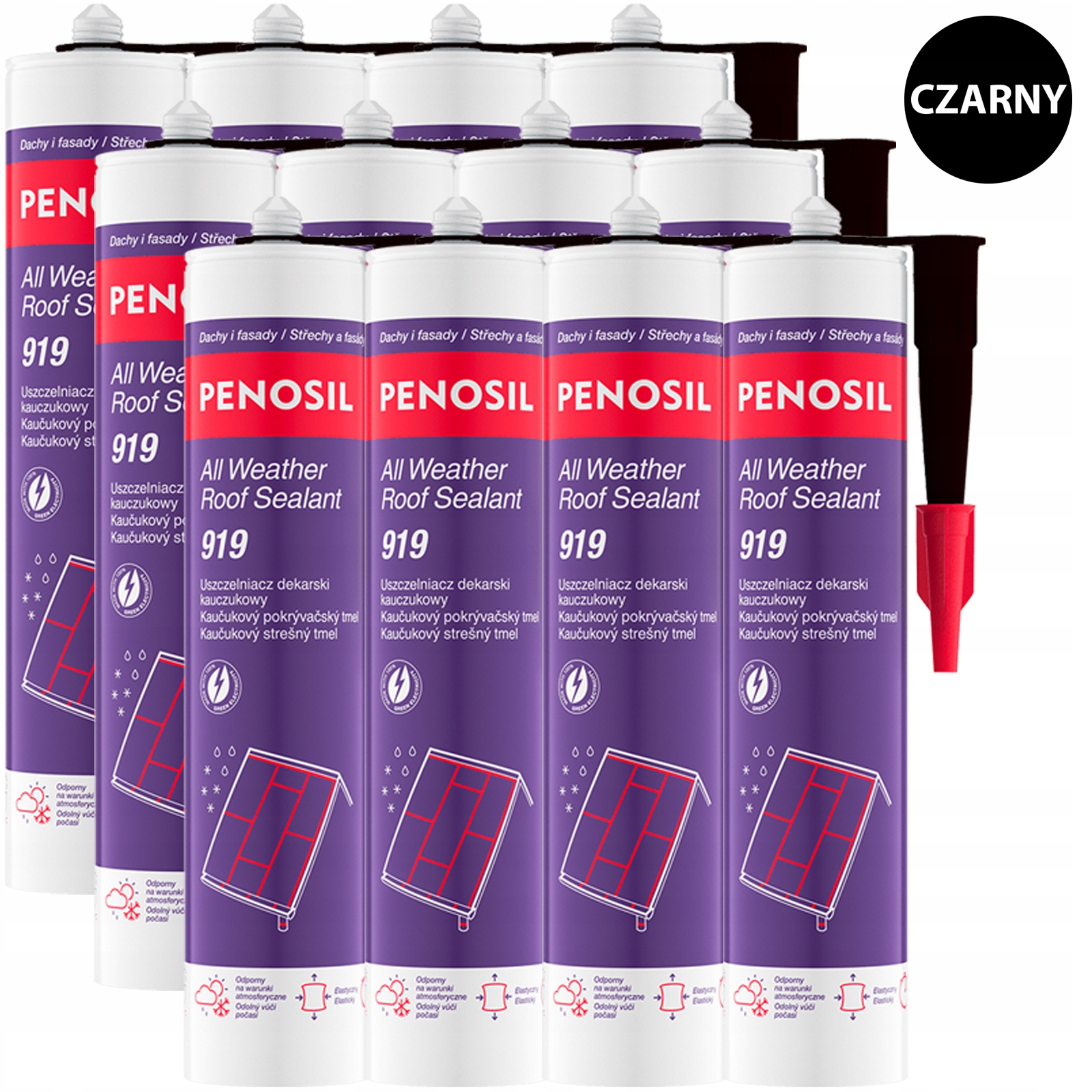 12x Silikonové Těsnící Lepidlo Dekarski Penosil Černé kaučukové na mokré