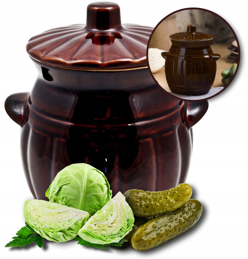 Hrnec Sud Kamenina Poklice K Nakládání Okurek Zelí Keramika 2,7 L