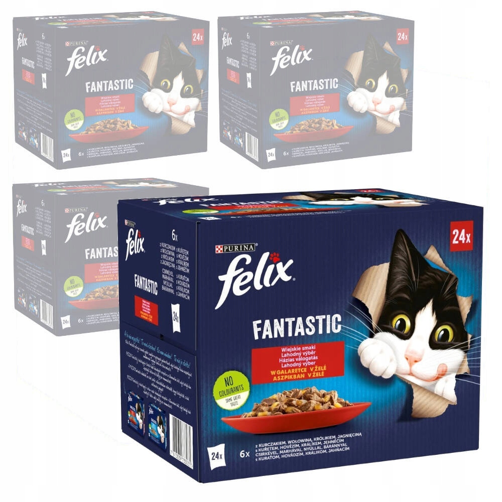 Levně Felix Fantastické venkovské chutě v želé Mokré Krmivo Pro Kočky 96 x 85 g