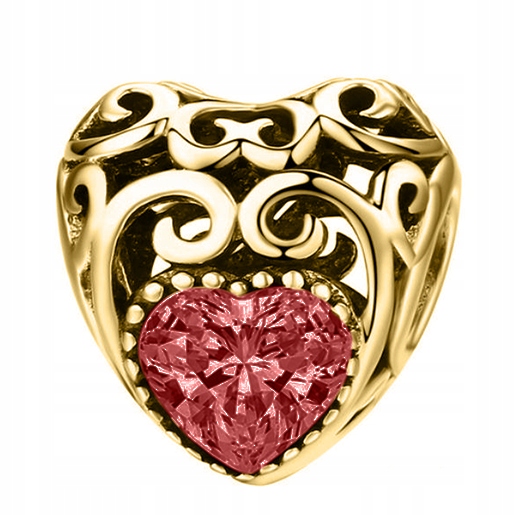 Zlatý přívěsek Bordó Kámen v Srdci stříbro