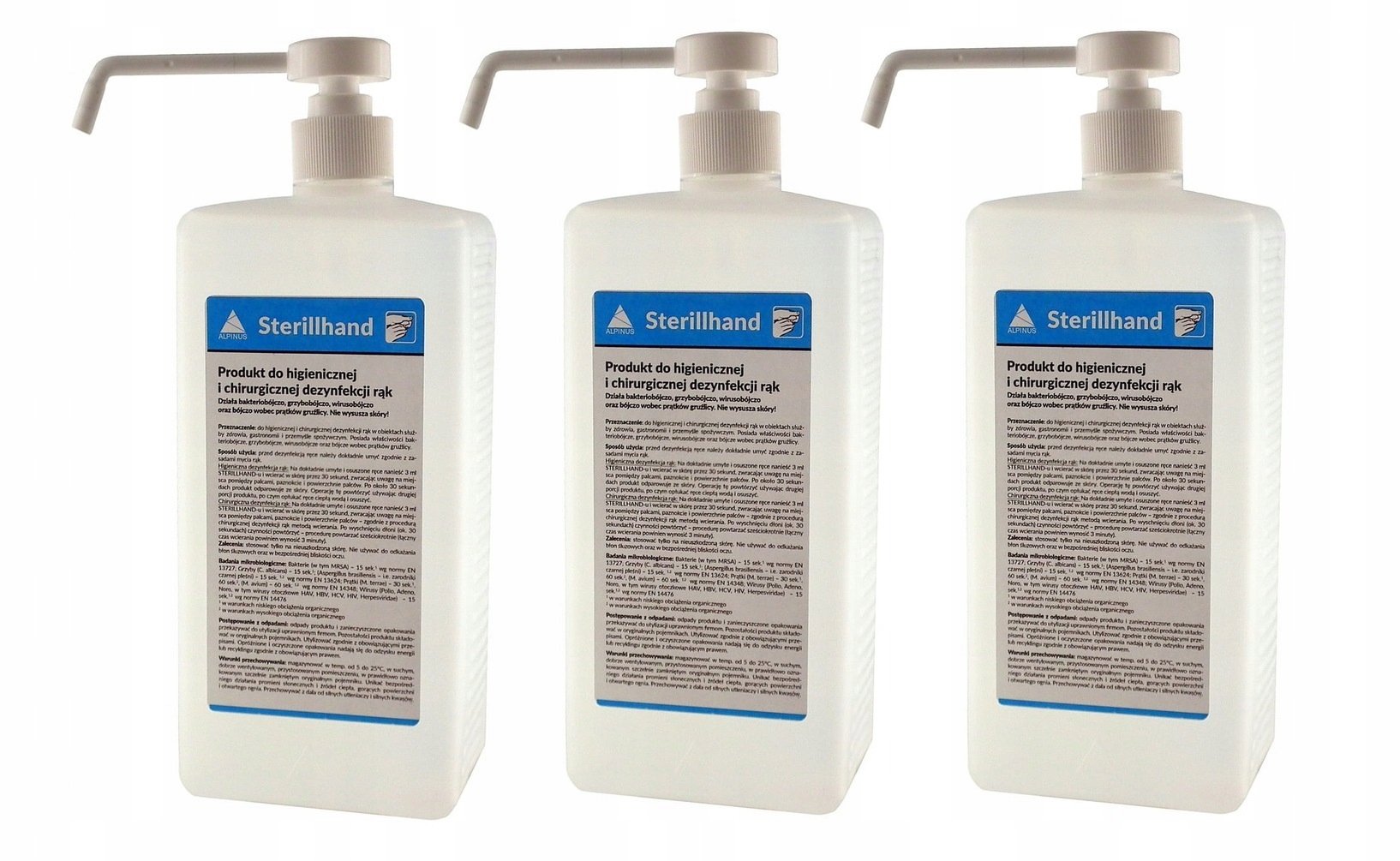 

Płyn do dezynfekcji rąk 3 x 1l Sterillhand pompka