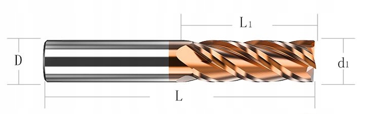 Frez węglikowy VHM fi. 8 mm 55HRC 4 pióra 4Z 4F Marka inny