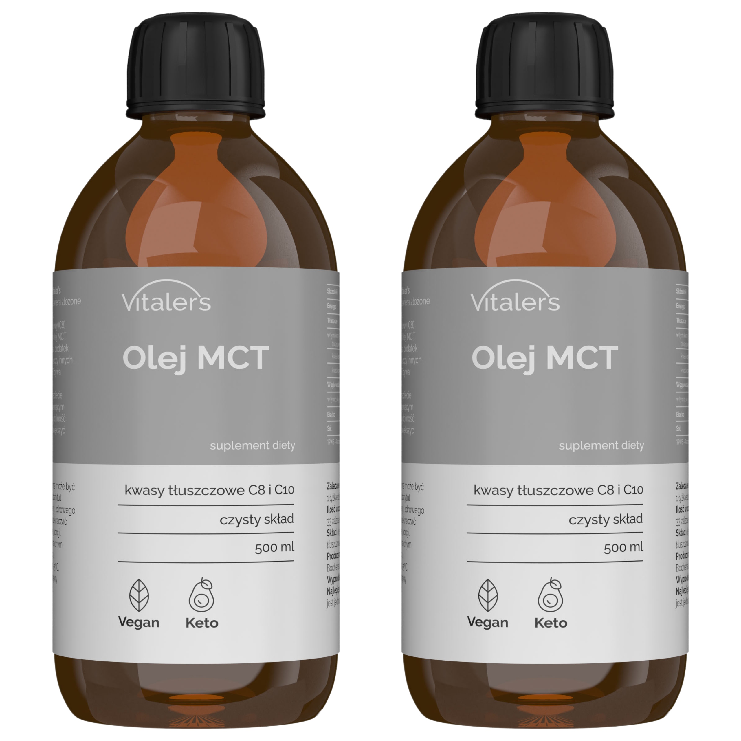 Levně 2x Mct olej Zdravé mastné kyseliny C8+C10 Dieta Keto Vegan Tuky 500 ml