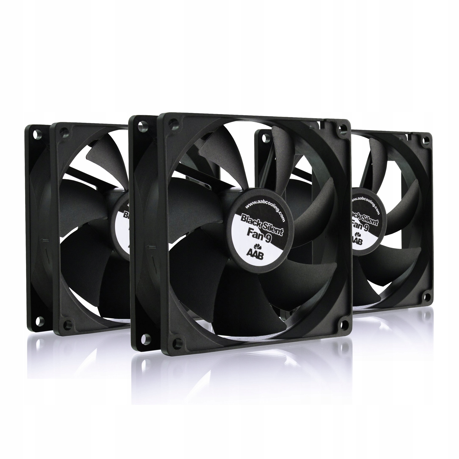 3xAABCOOLING BLACK SILENT FAN 9 WIATRAK 3PIN WIATRAKI 12V CHŁODZENIE 76 m3h
