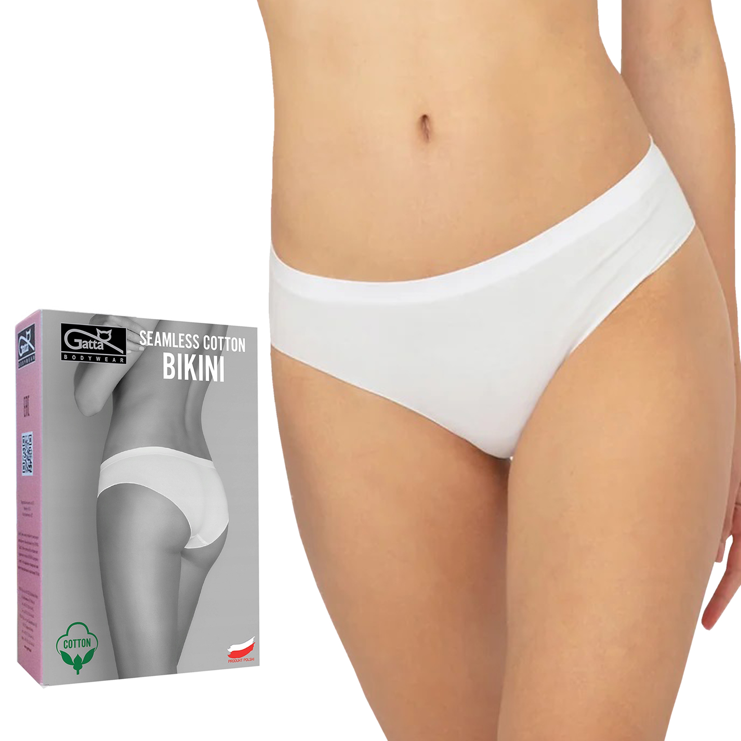 

Gatta Seamless Cotton Bikini majtki, białe, S
