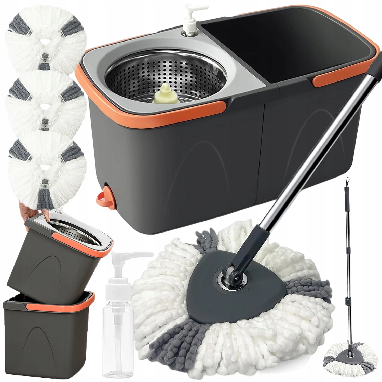 Mop Obrotowy Rotacyjny 360 Spin Turbo 3W1 Nakładki Wiadro