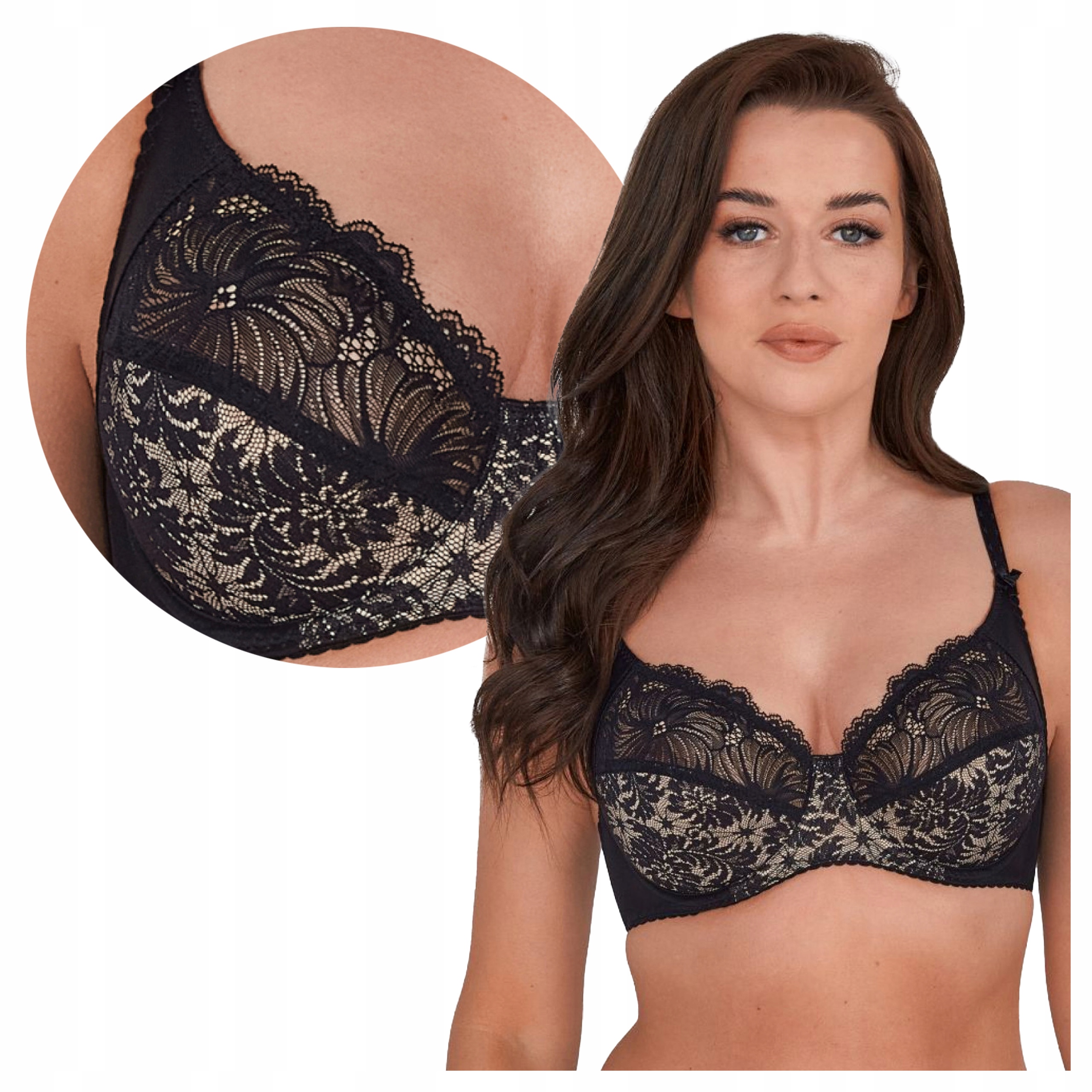 Smyslná měkká podprsenka s kosticemi Chantal 534 75G Černo-béžová