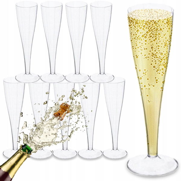 KIELISZKI PLASTIKOWE 120 ML DO SZAMPANA 10szt