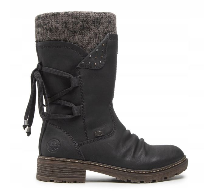 RIEKER DAMSKIE KOZAKI CZARNE Z OCIEPLENIEM 41 ŻoA