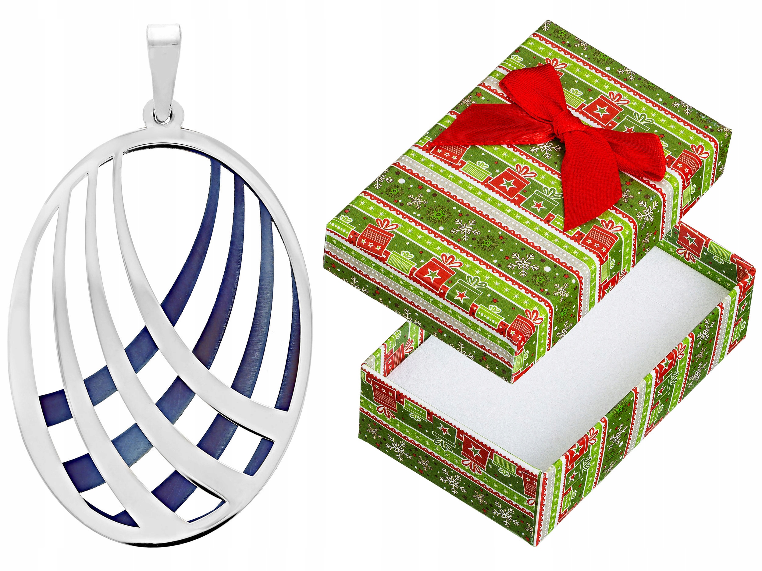 Velký stříbrný přívěsek s titanem Oválný rhodiovaný dámský přívěsek Ovál Stříbro