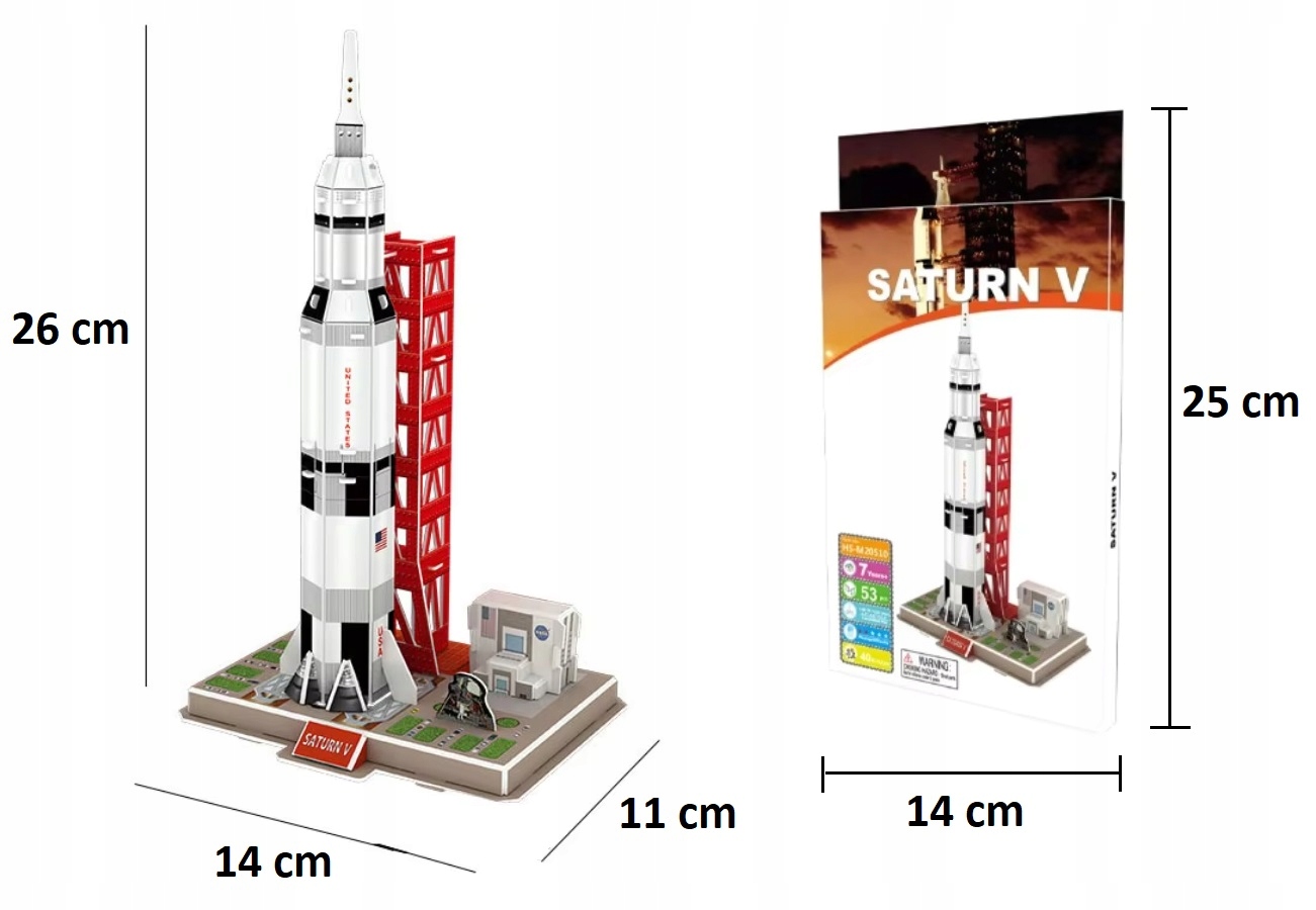 Puzzle 3D rakieta Saturn V 53 elementy dla dzieci 7+ – Rozrywka, która rozwija umiejętności