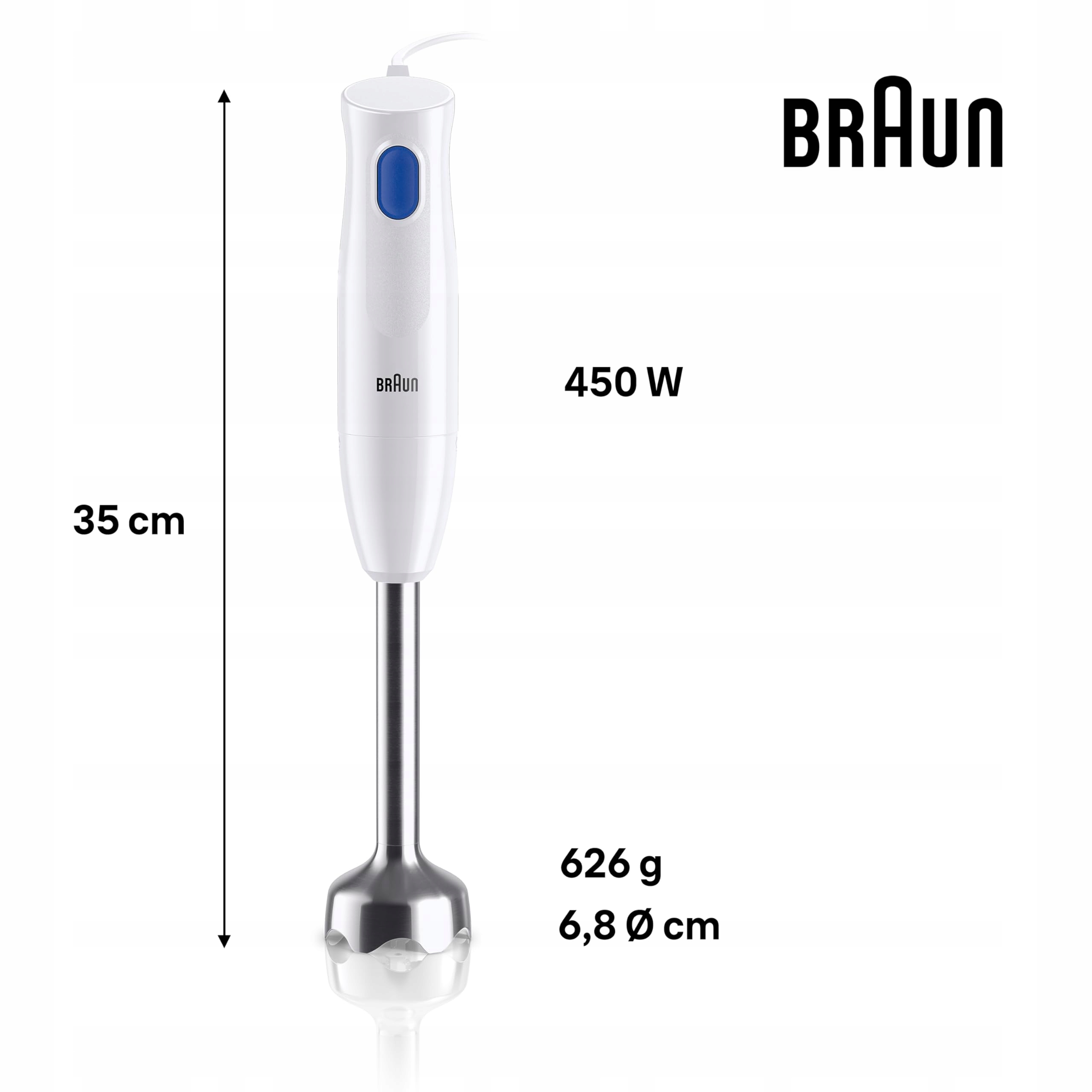 BRAUN Blender Ręczny Mq 10201M Wysoka Moc Ergonomiczny Design — miniatura 3