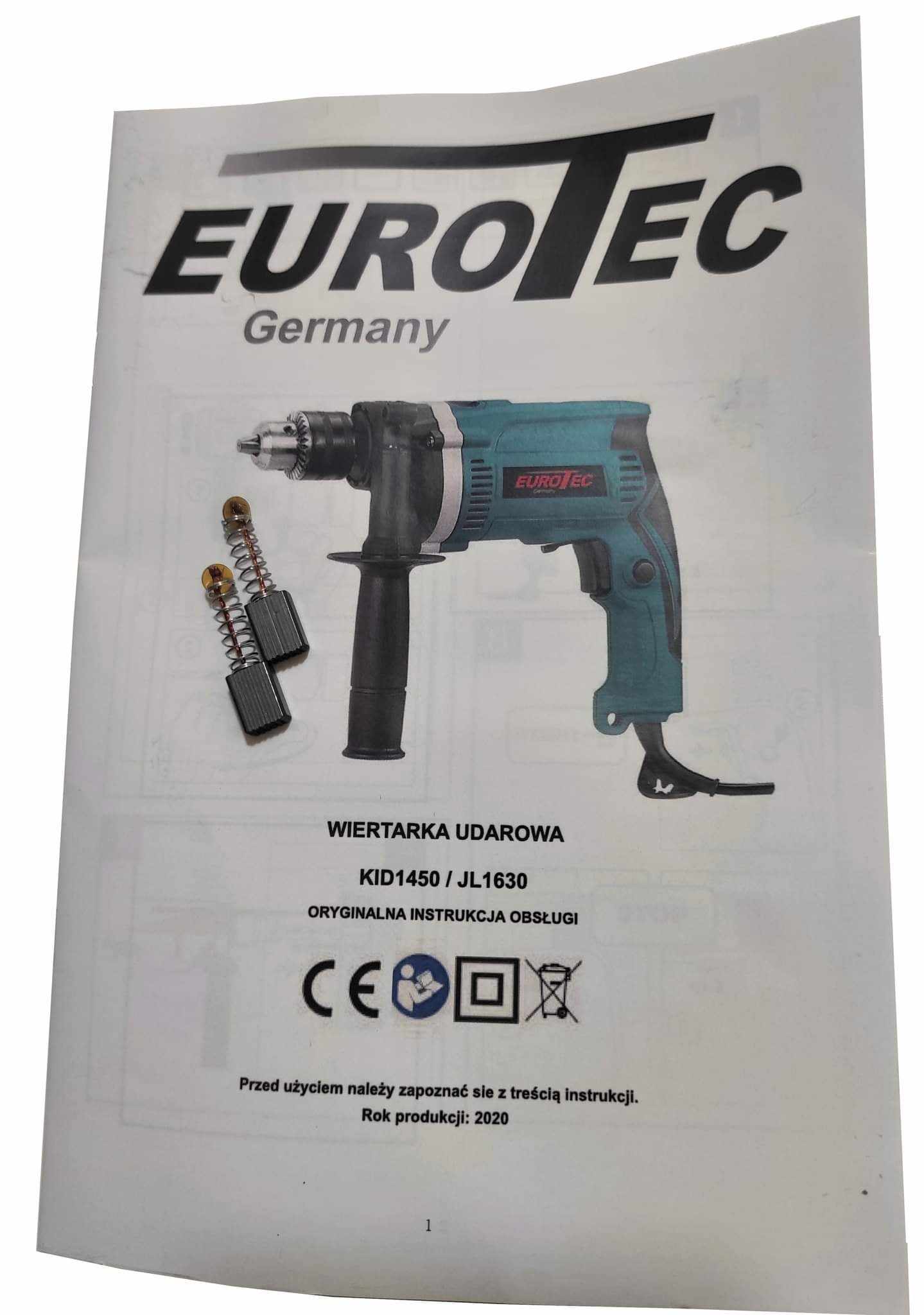 MOCNA WIERTARKA UDAROWA 1450W ELEKTRYCZNA 13mm ZESTAW HIT Prędkość obrotowa 2800 RPM