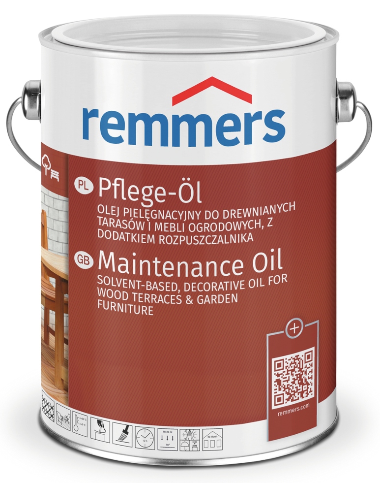 Remmers Pflege-ol olej do tarasów 2,5L Bezbarwny Zastosowanie Domki i altany Meble ogrodowe Tarasy drewniane