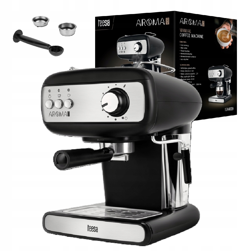 Páčkový kávovar 15 barů s napěňovačem mléka 850W Teesa Aroma 400