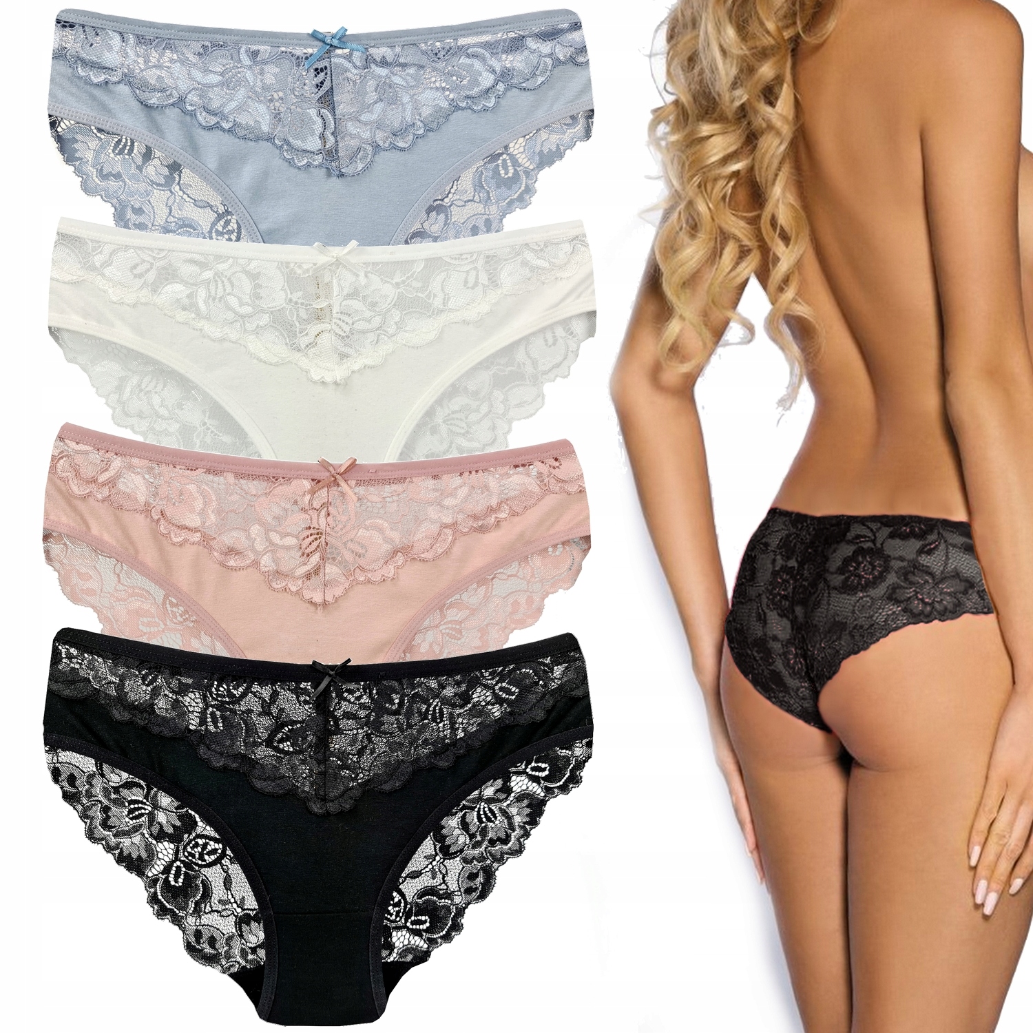 

4x Zmysłowe Majtki Koronkowe Figi Bawełna XL/XXL