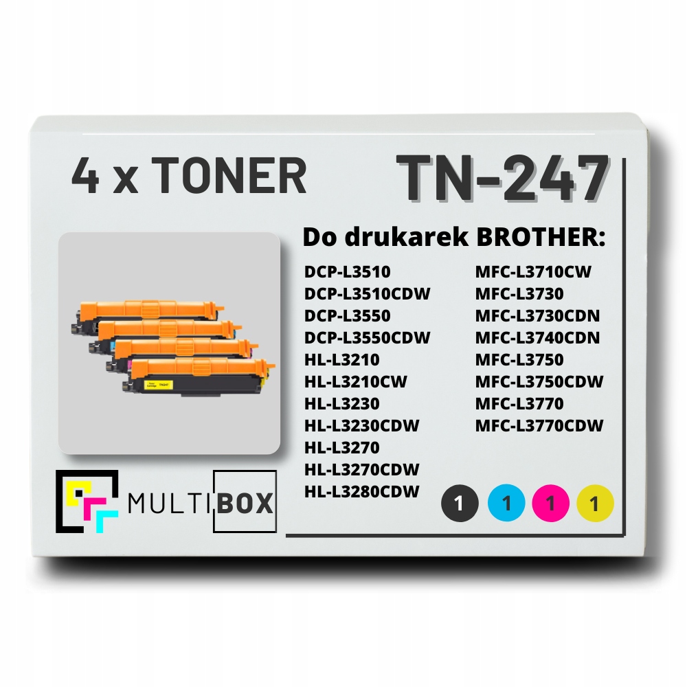 Nowy 4x toner TN-247 TN247 do brother DCP-L3550CDW HL-L3270CDW MFC-L3770
