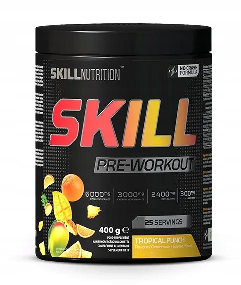 Skill Nutrition Skill Pre-Workout Tropický punčový prášek 400 g