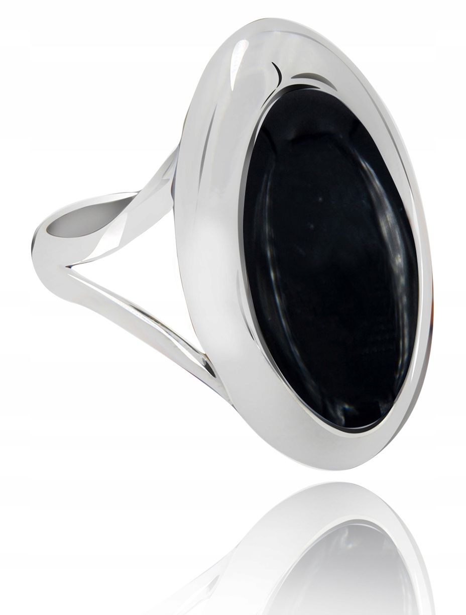 

Pierścionek Srebrny Z Onyksem. PR.925! Rozmiar 22