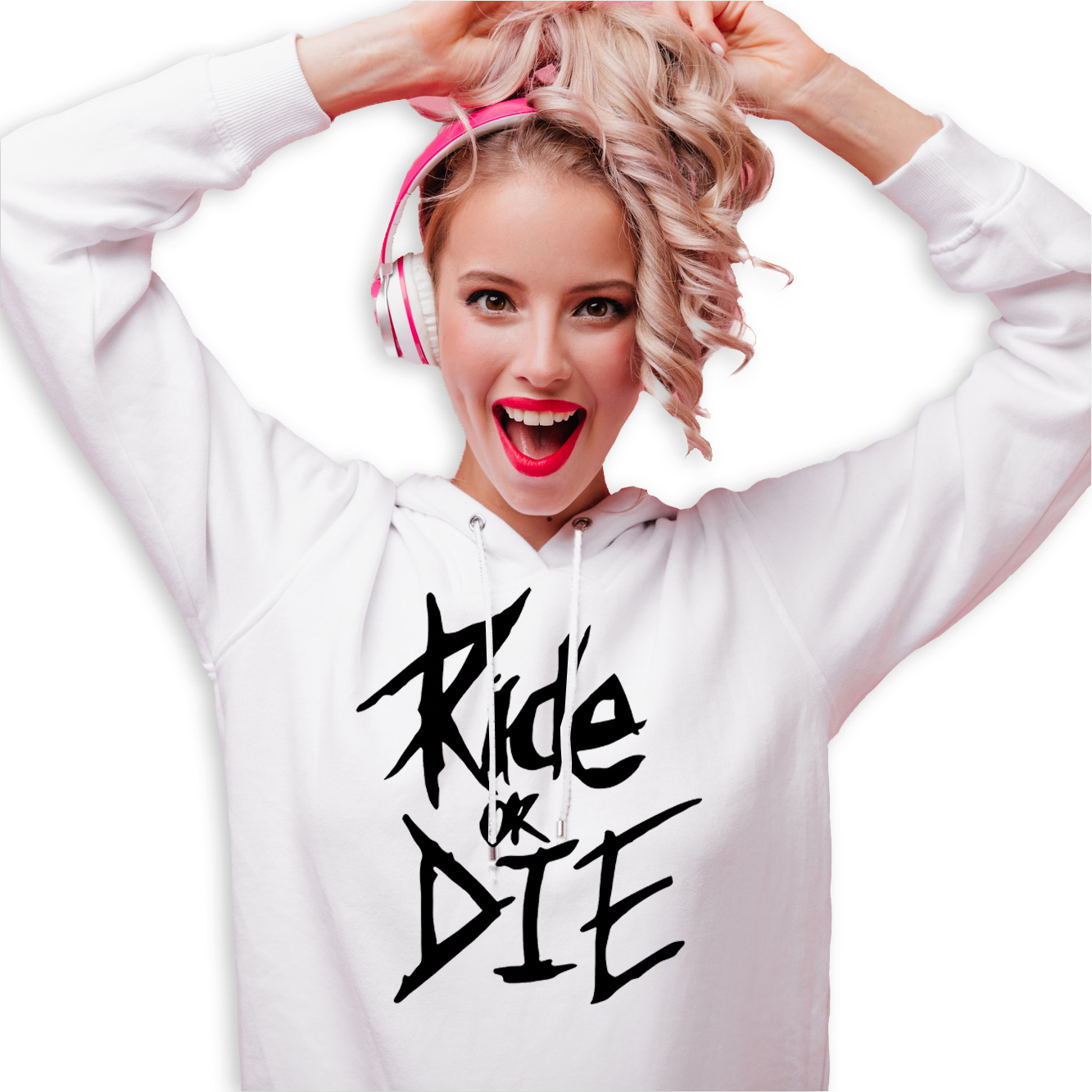 Mikina S Kapucí Hoodie Bílá jako Dárek pro motorkáře Ride Or Die M