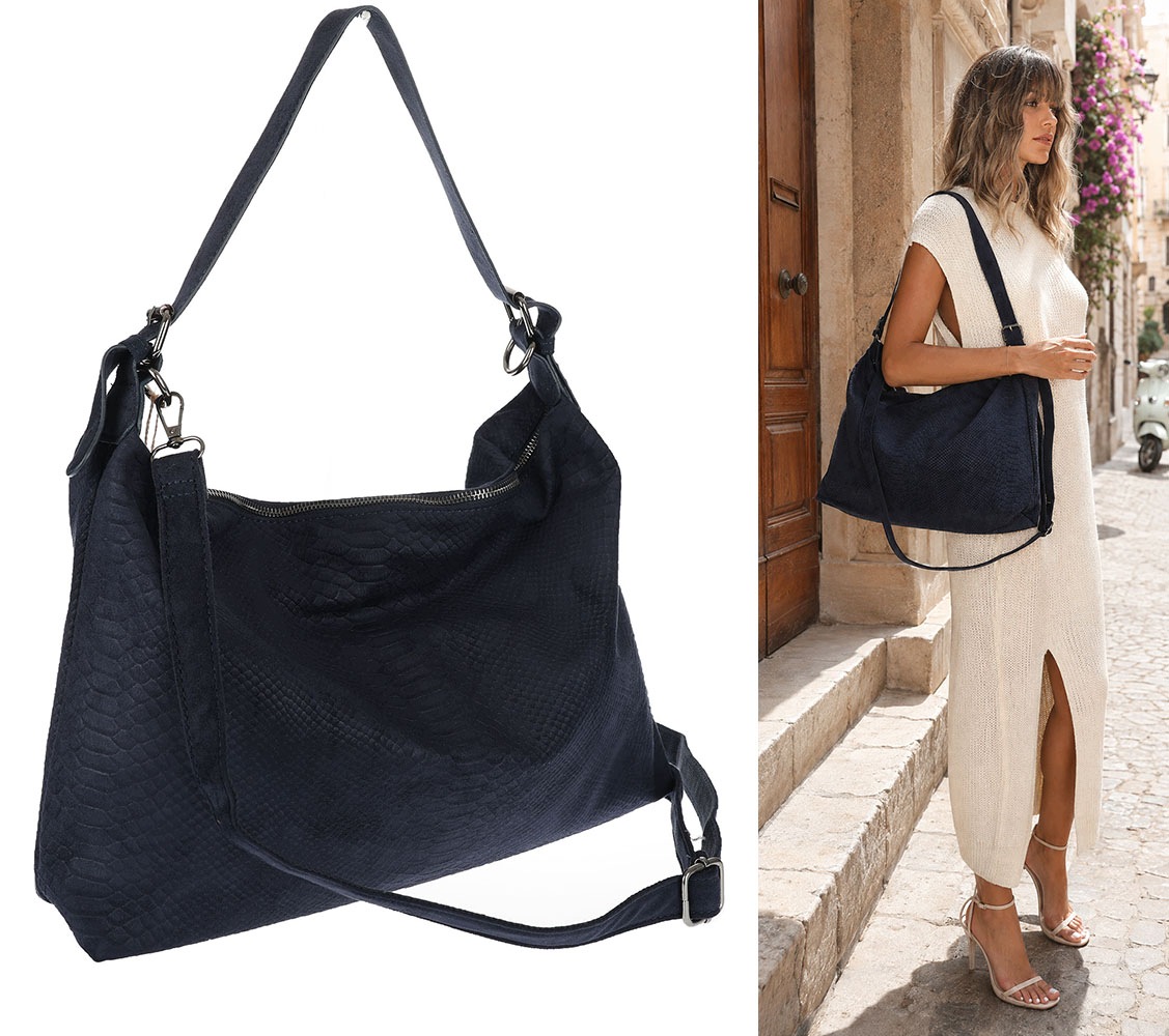Dámská kabelka shopper semišová kabelka přes rameno PB4740 Tmavě modrá