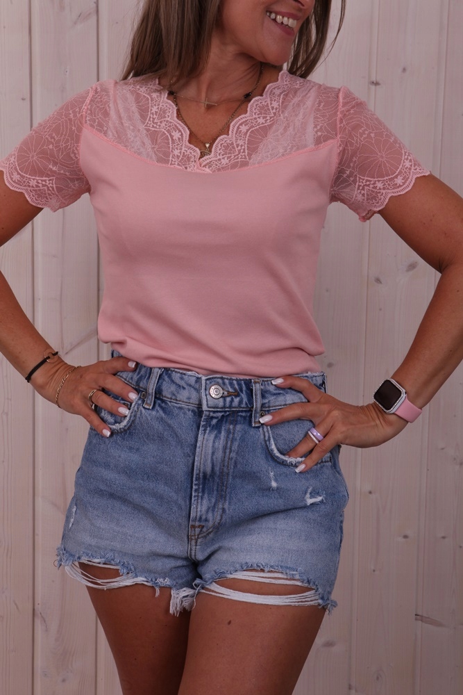 BLUZKA PRZÓD OZDOBNA KORONKA DEKOLT KOLORY * S/M Dekolt serek/dekolt V