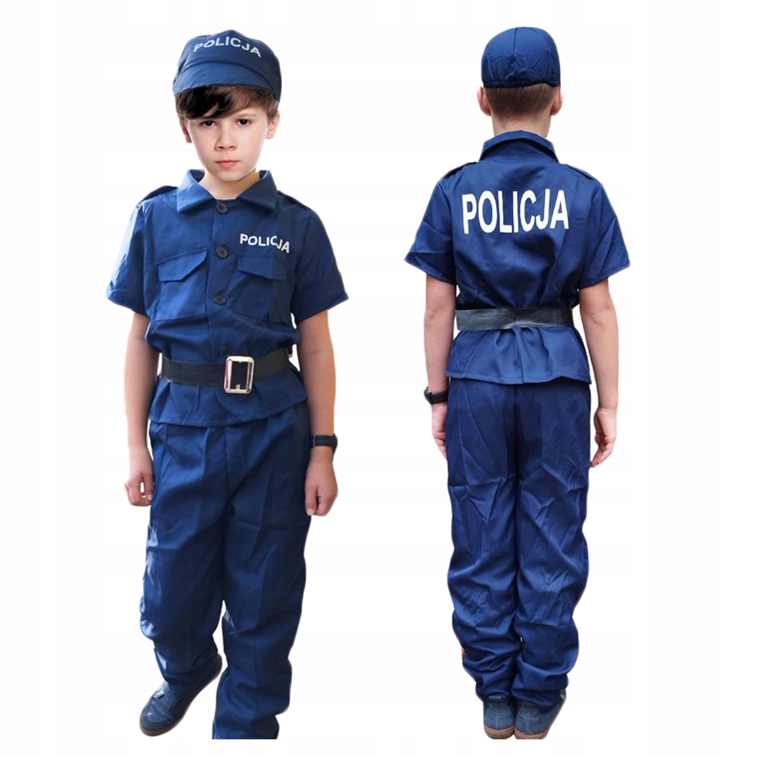 POLICJANT STRÓJ KARNAWAŁOWY POLICJA 110/116 Rozmiar M KOSTIUM + AKCESORIA Marka inna marka