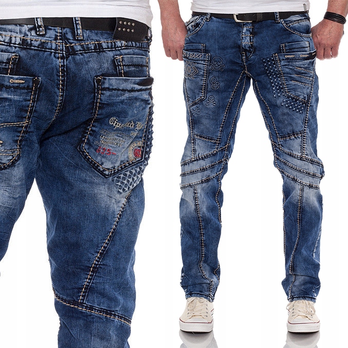 Cipo Baxx Pánské kalhoty Džíny Vyšívané Vyšívání Elastický materiál