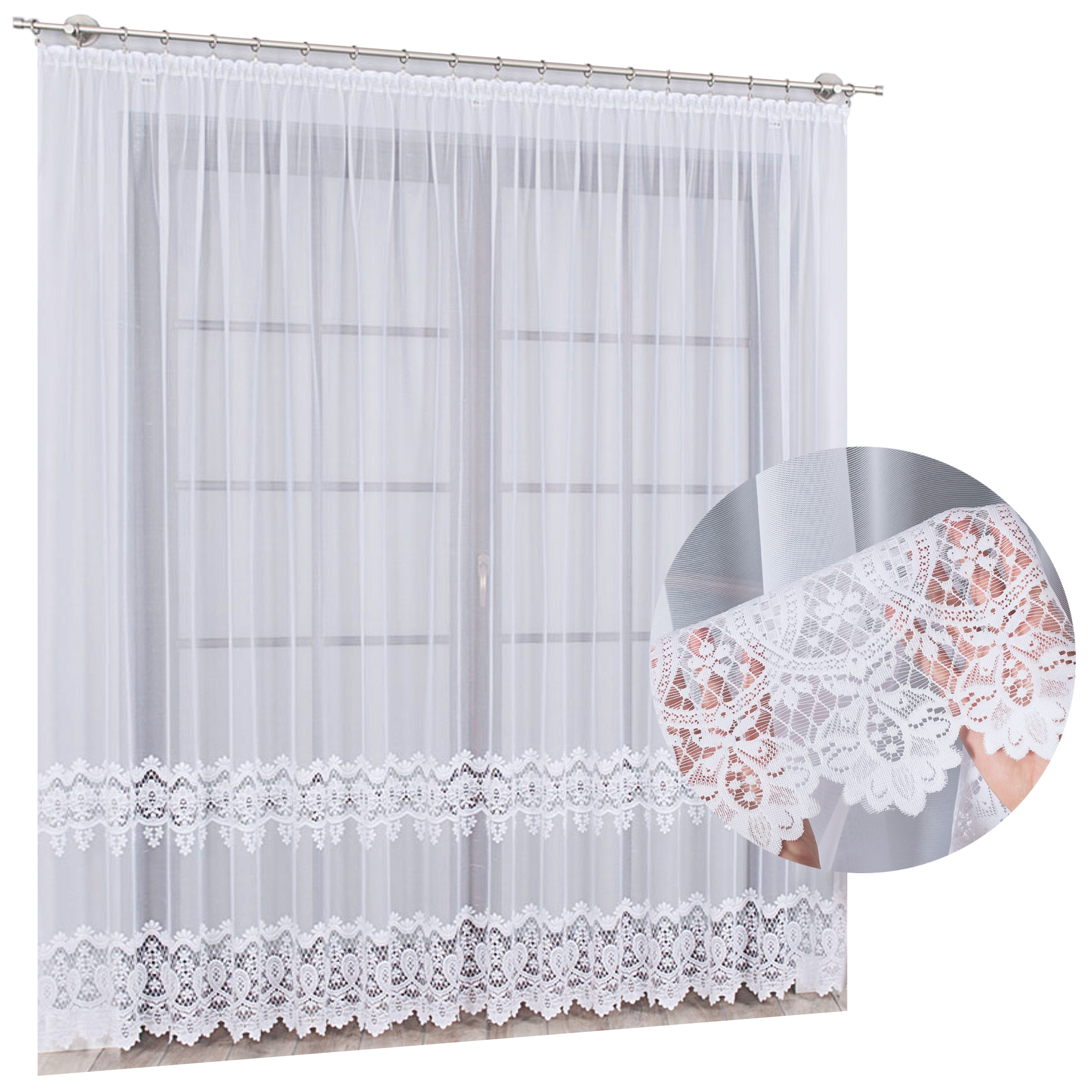 Hotová Záclona Žakárová Imitace Gipiury Na Pásku Bez Žehlení 500x240