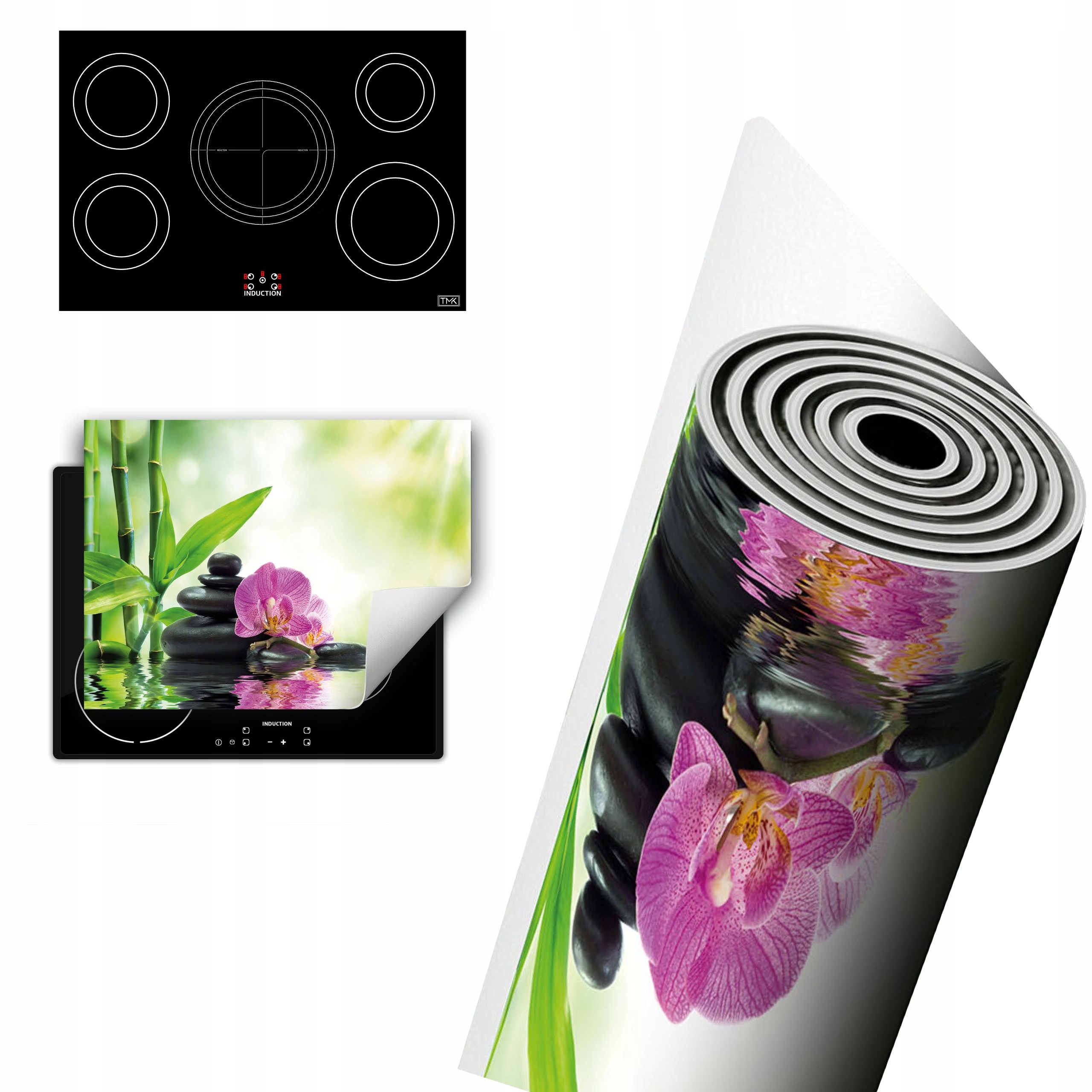 Vinylová Ochranná Deska Na Indukci 80x52 Bambus orchidej