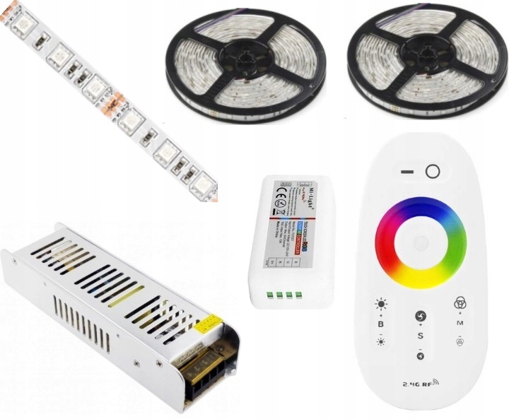ZESTAW 12m TASMA LED RGB 5050 PILOT DOTYKOWY ZASIL