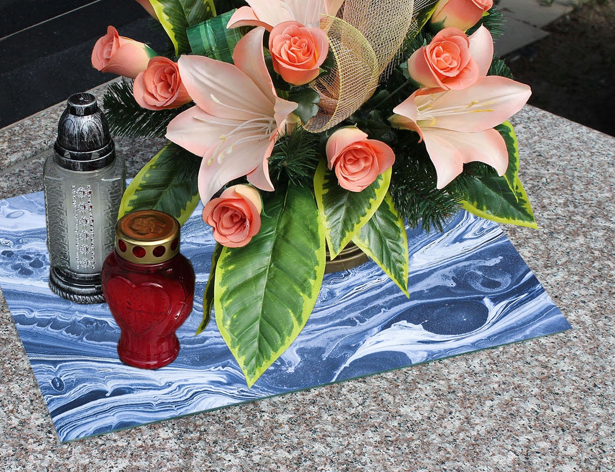 Podstawka na CMENTARZ szyba HARTOWANA + gumowe podstawki 65x60cm na POMNIK Motyw inny