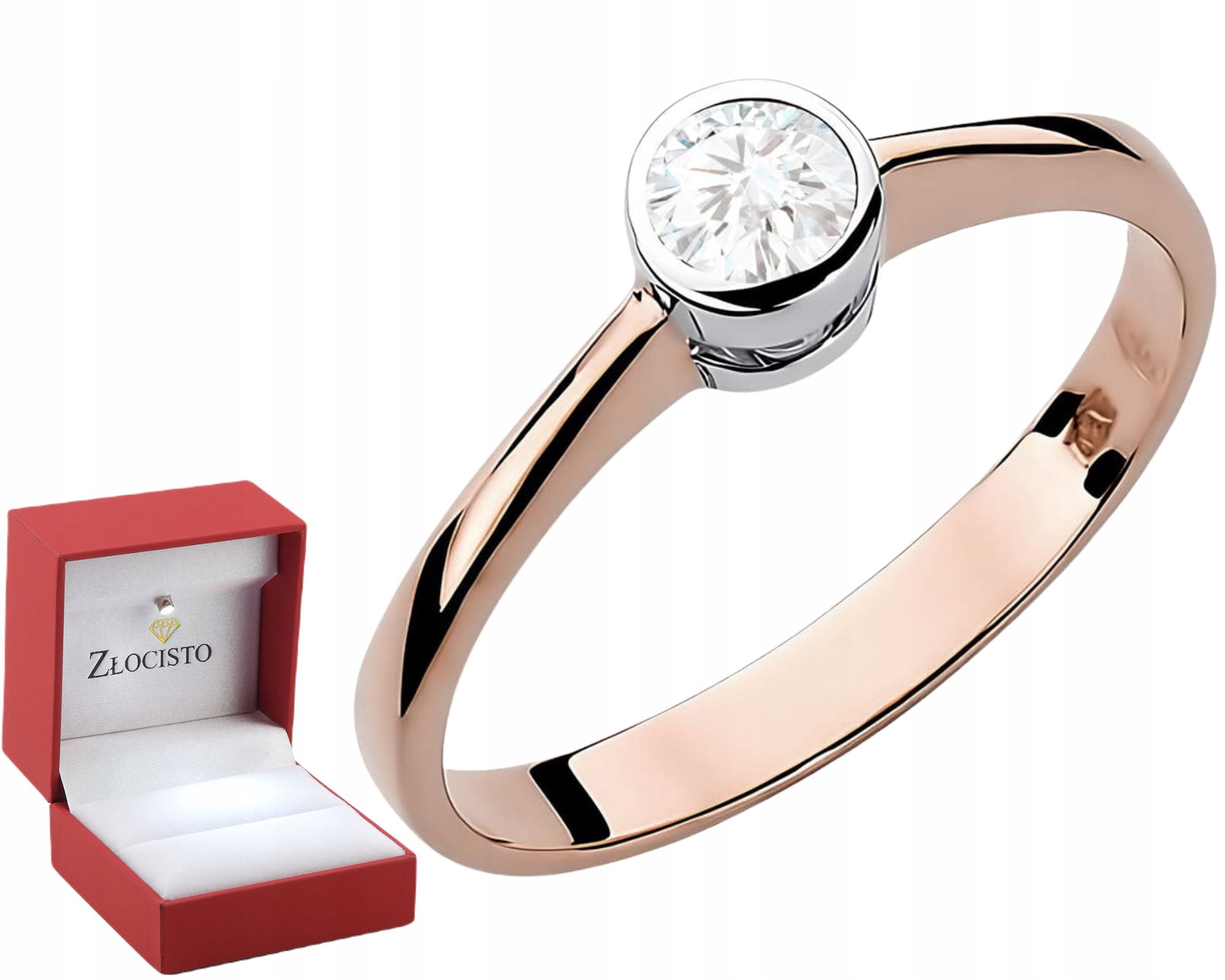 Klasický Prstýnek 0,30 Ct Růžové Zlato Dárek