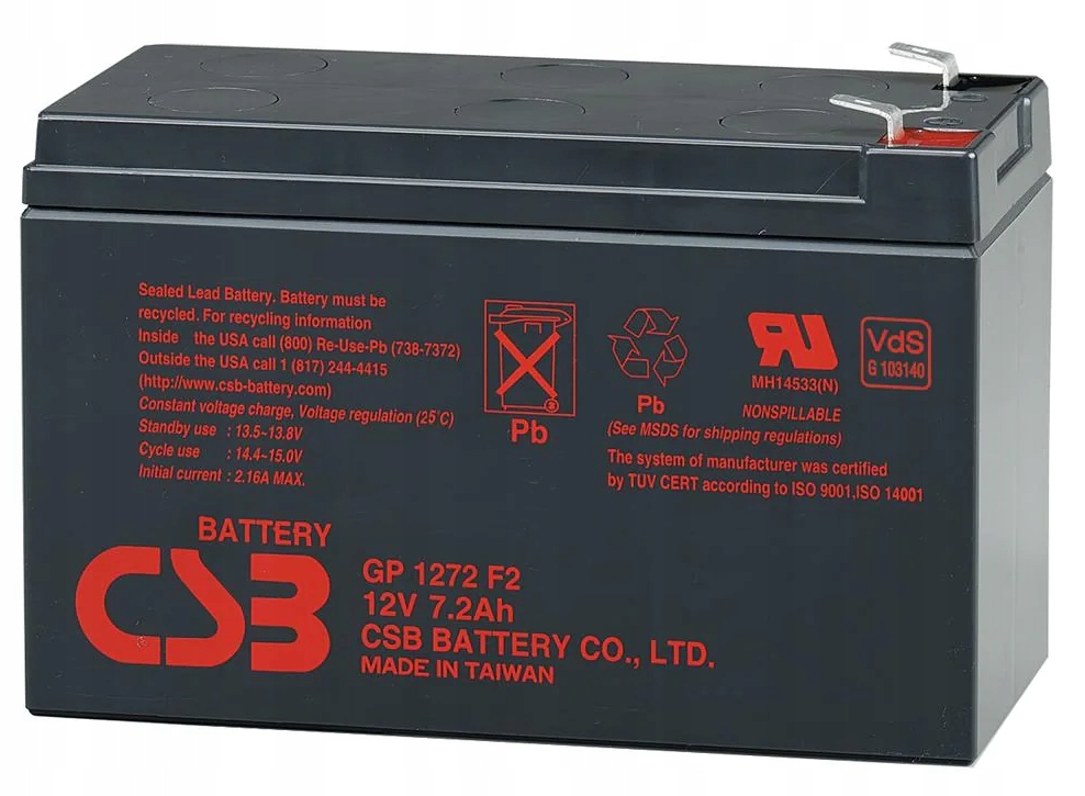 AKUMULATOR AGM 12V 7,2Ah CSB 28W GP1272F2 10szt.