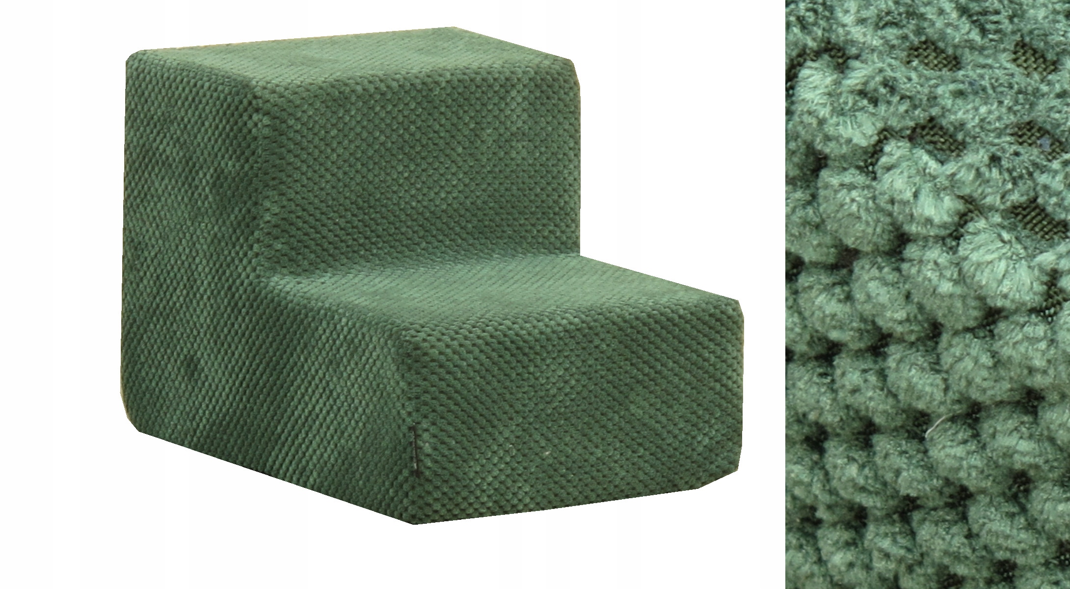 Schodki/schody do kanapy sztruks głębsze zielone