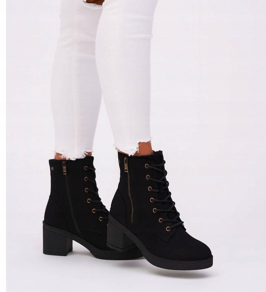 m Botki damskie na koturnie Zamszowe jesienne beżowe buty na