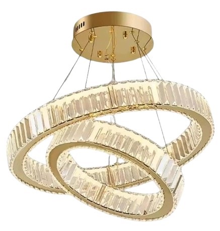 Lampa Led Sufitowa Crystal Rings 2 Złota Pilot Regulacja światła 3 barwy