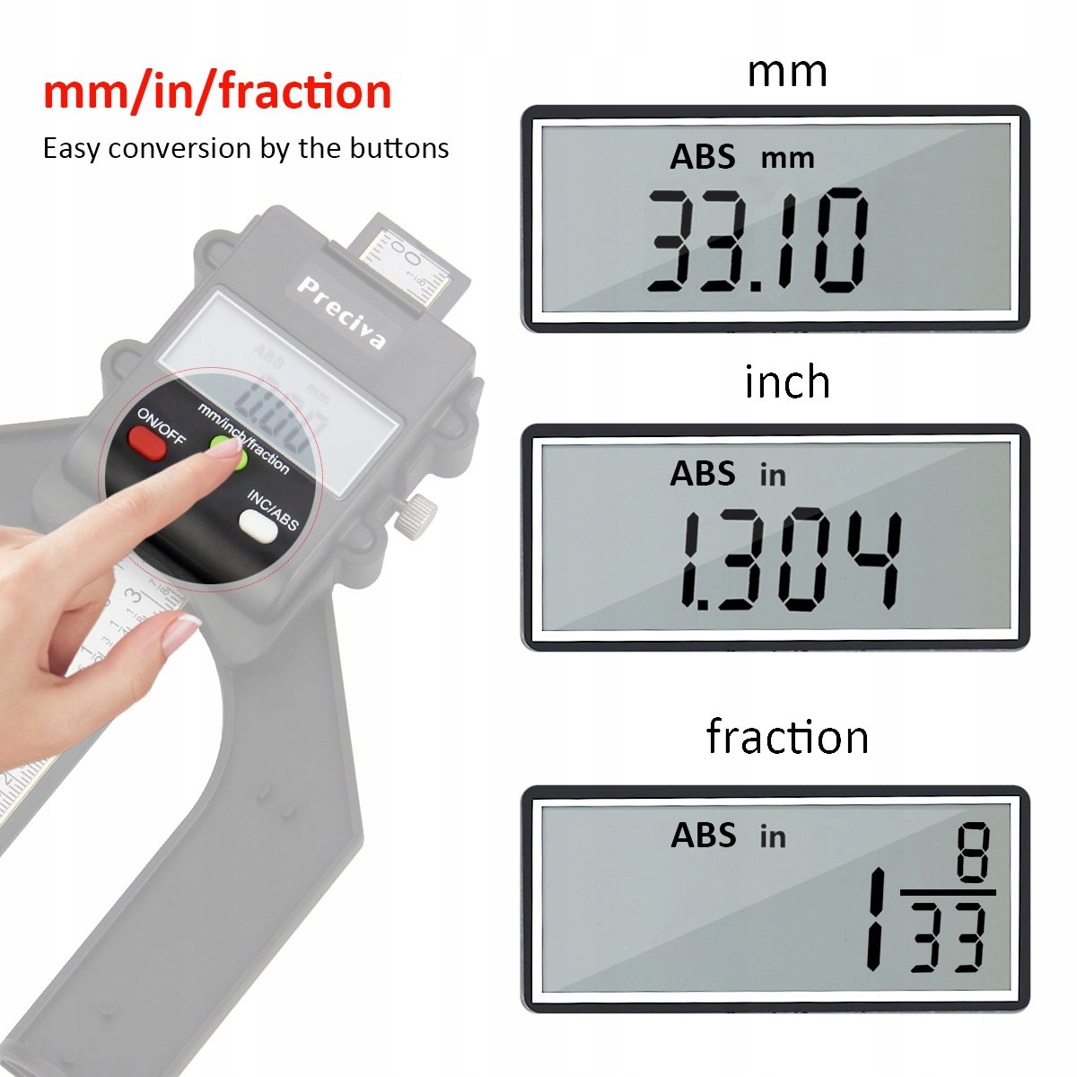 PRECIVA Cyfrowy Głębokościomierz Wysokościomierz LCD 80mm Dokładność 0,10mm — miniatura 5