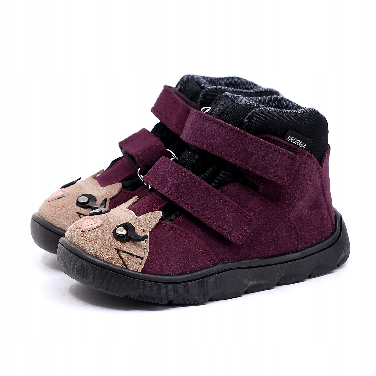 Mrugała Neko 6124/5-55 Barefoot kitty plum Te-por na rzepy roz.22