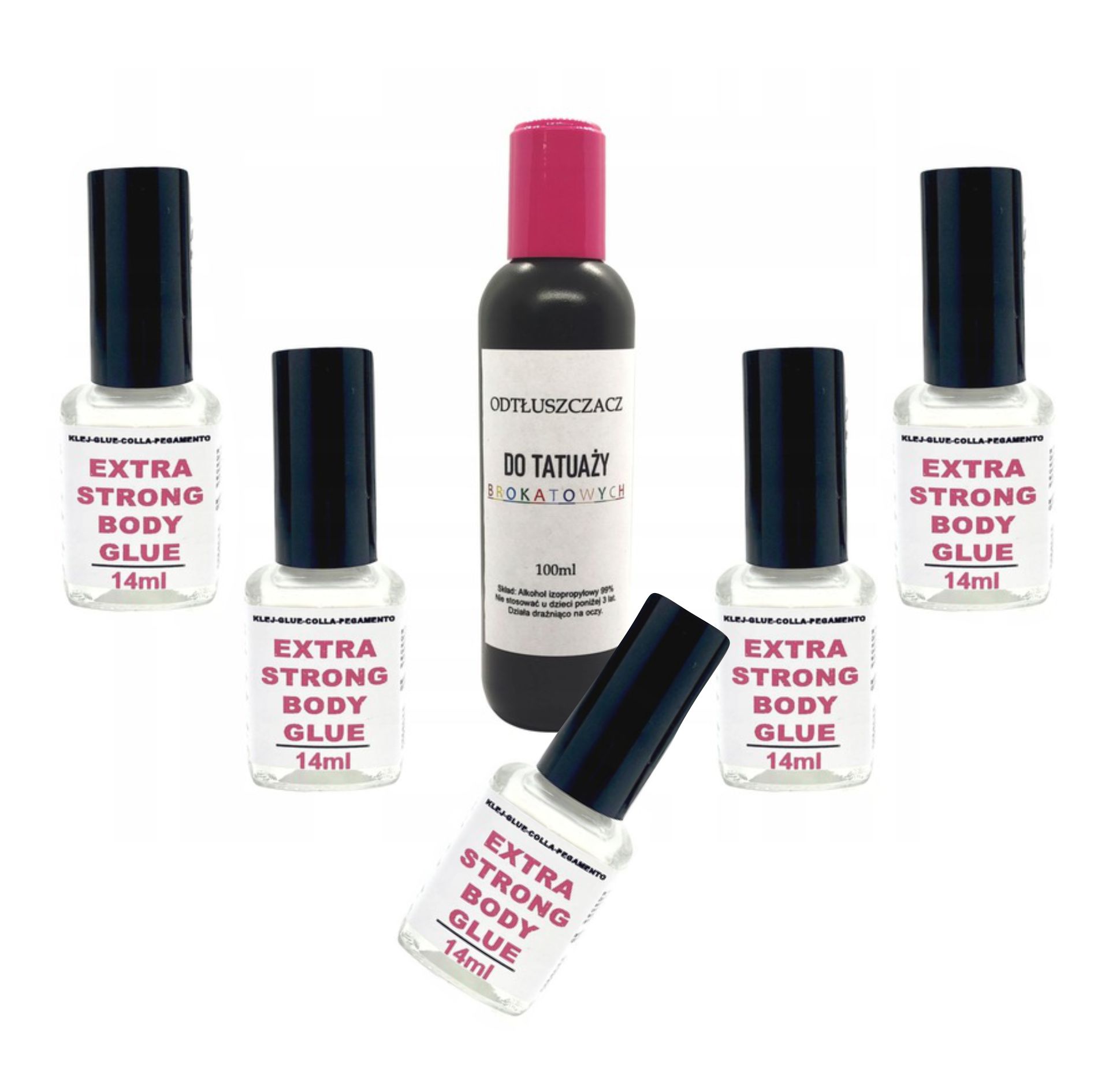 5 kusů lepidla na tetování s třpytkami odmašťovač 63 balení třpytek Bonus