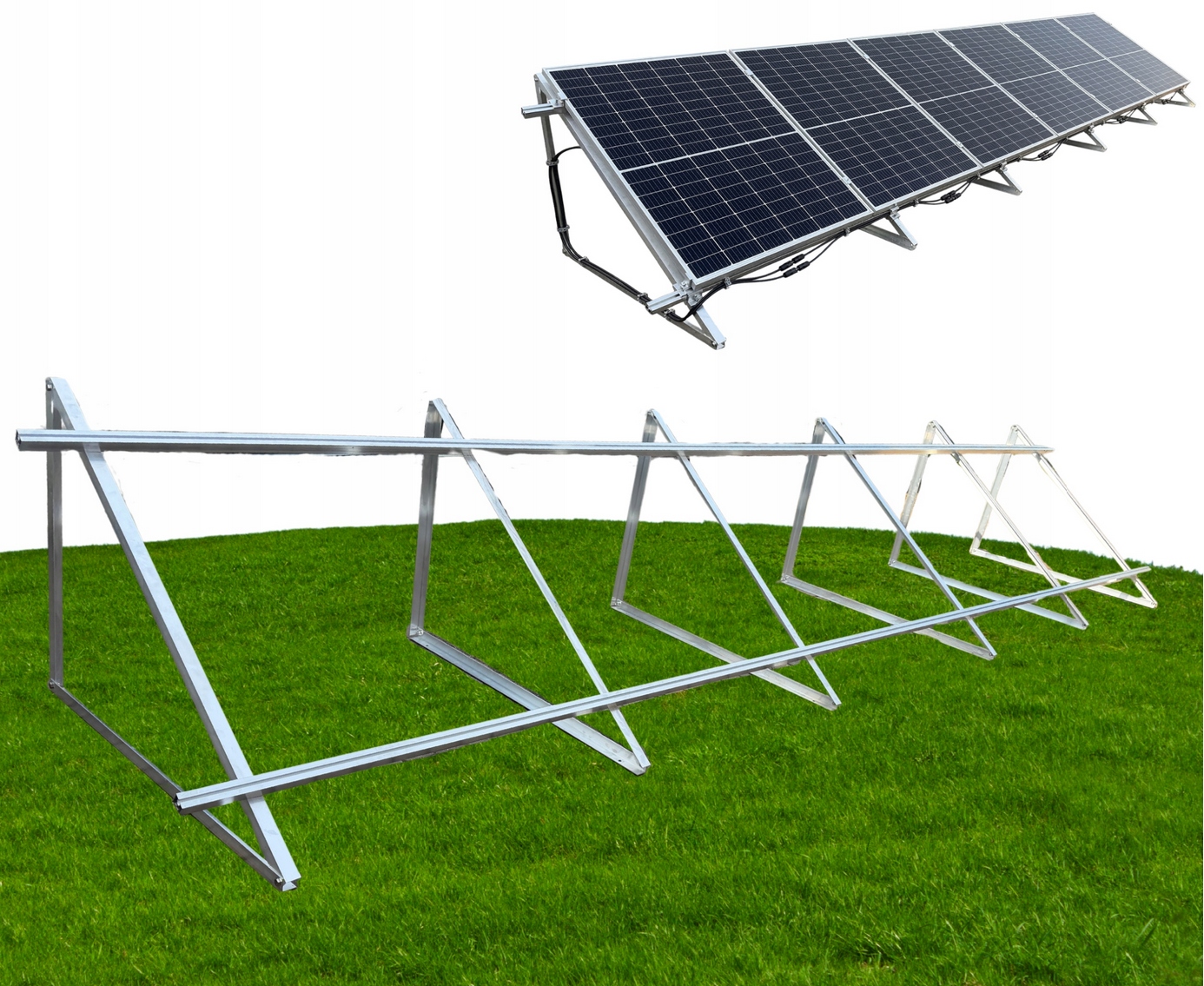 Konstrukcja montażowa zestaw 6 Moduły Pionowo Na Trójkątach 35 stopni