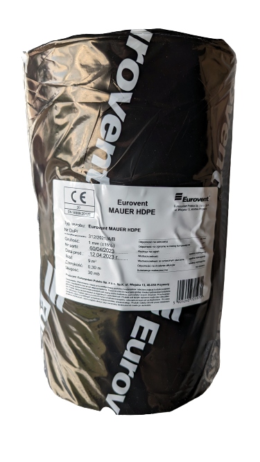 FOLIA FUNDAMENTOWA 1mm IZOLACJA POZIOMA FUNDAMENTÓW MURU EUROVENT 60cm 30m