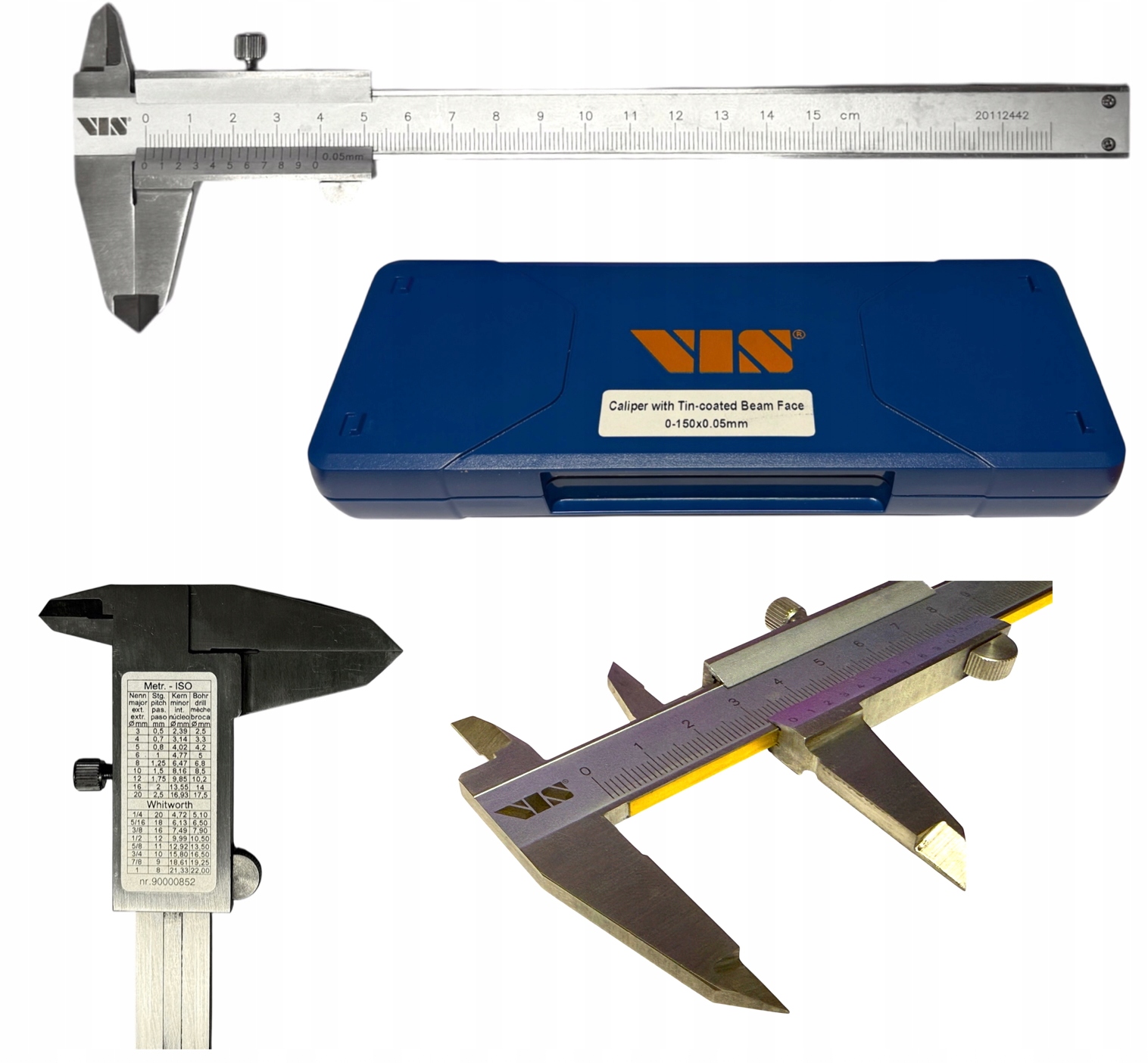 Suwmiarka Analogowa Noniuszowa 150 MM Vis z pokryciem Tin 0,05 mm