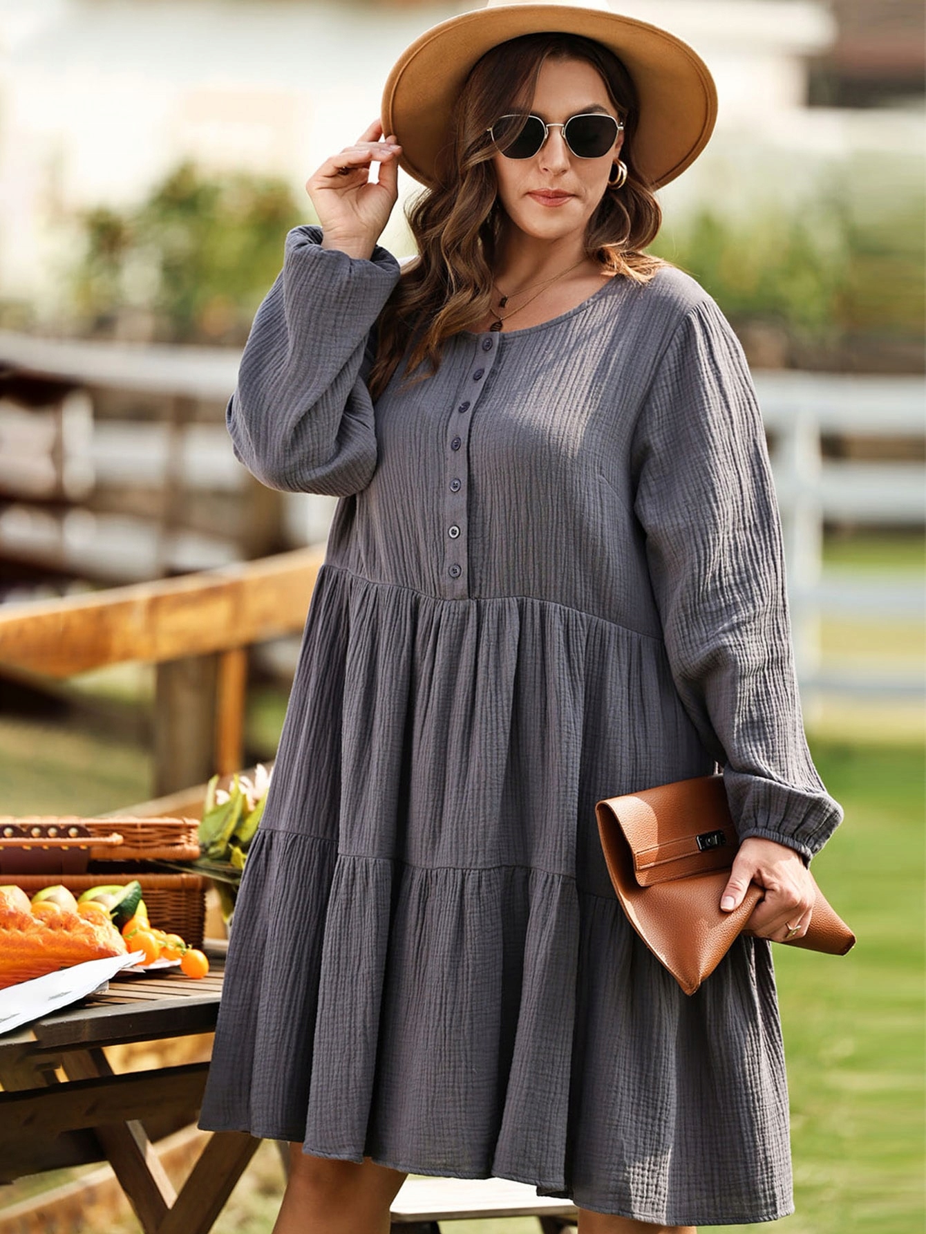 Šaty Šedá Před Kolenem Pro Každodenní Nošení Shein 3XL