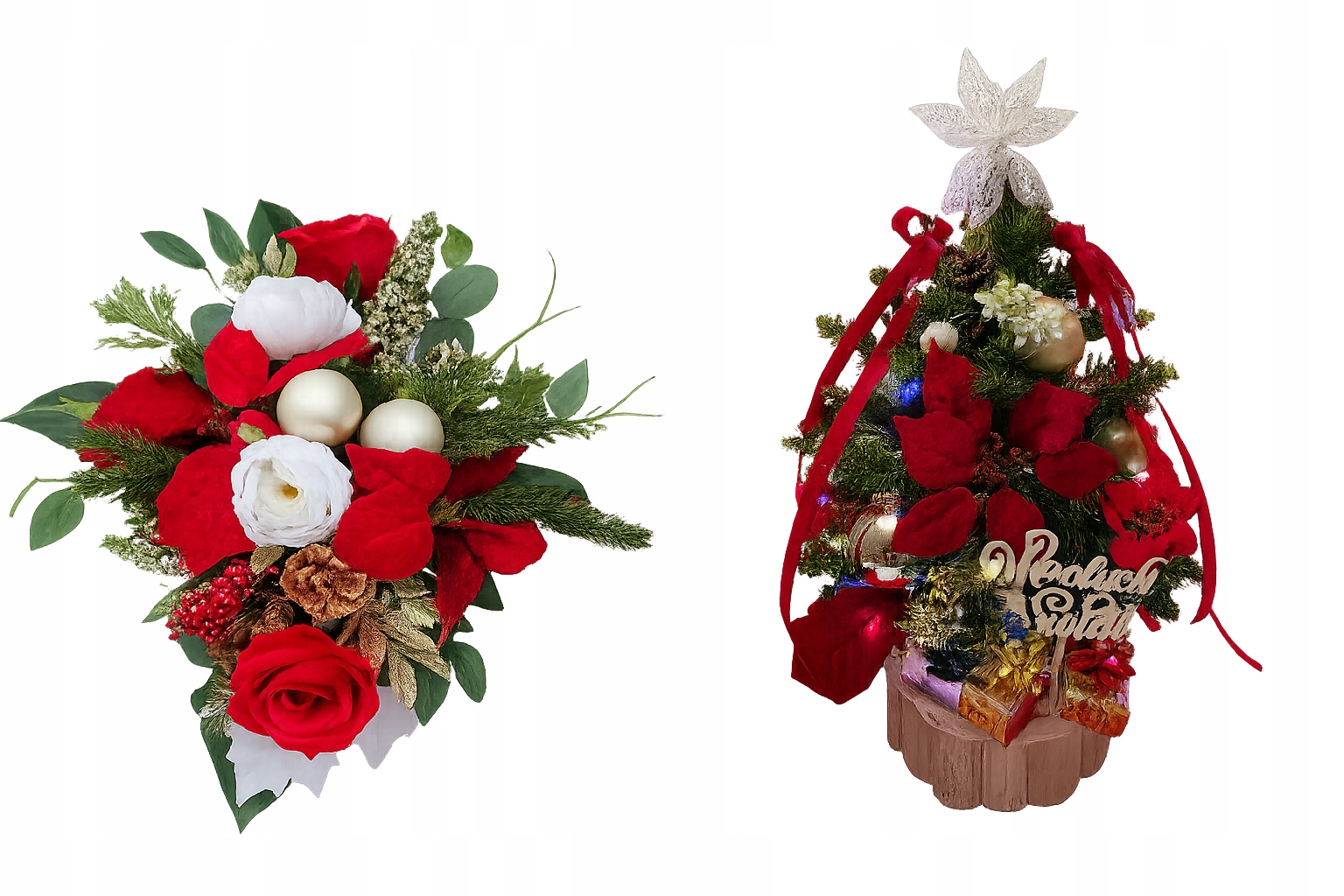 Vánoční sada Dekorace Umělý Vánoční Stromeček, zdobená Led lampičkou na stůl