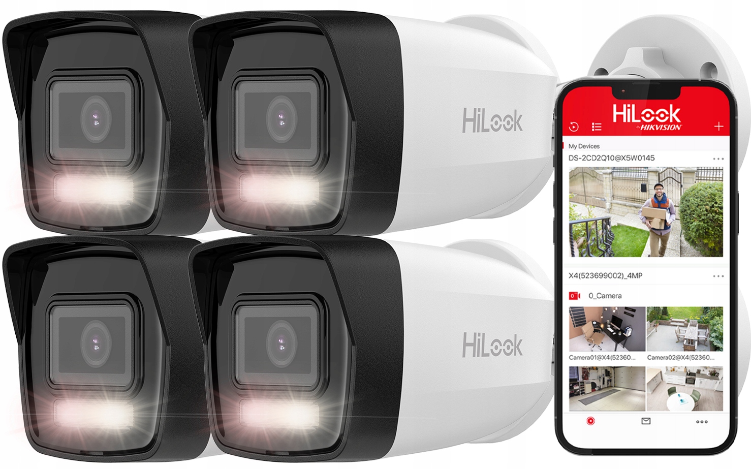 Kamera x4 Ip 6MPx 3K+ Vonkajšia IPC-B160HA-LU Hybrid Light Detekcia Hilook