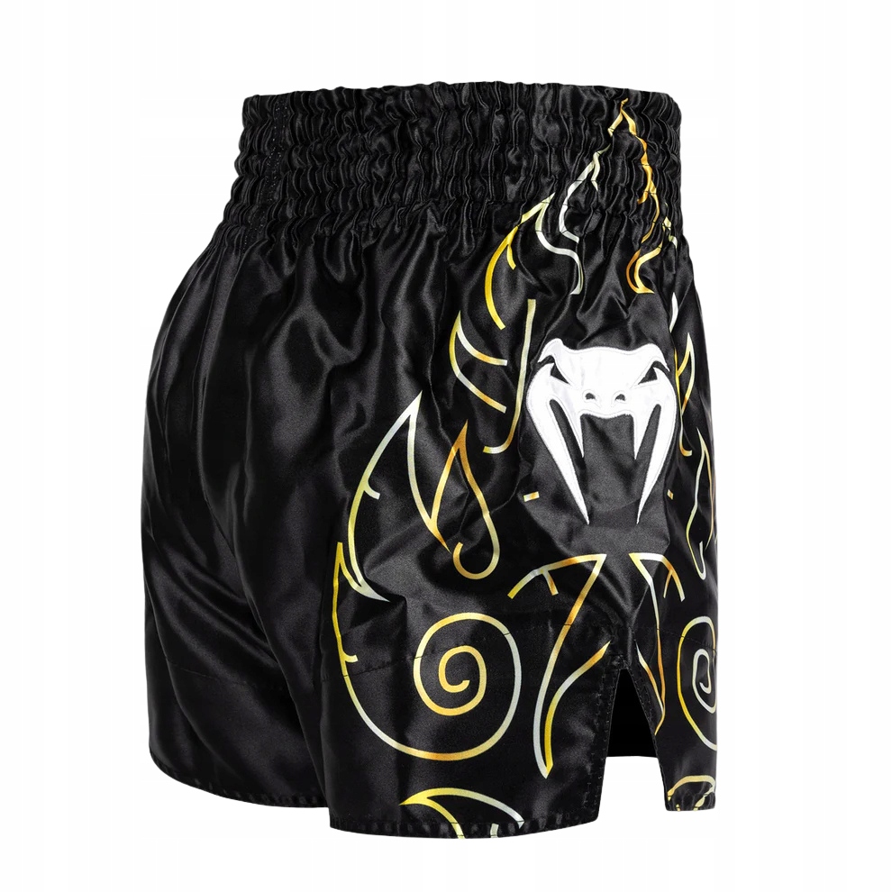 Spodenki Tajskie Muay Thai Venum Vtc Flames szybkoschnące Czarne/Złote r. L