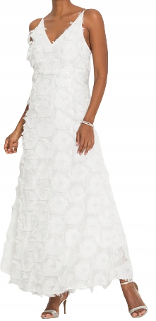 

Sukienka Maxi Długa W Piórka Bodyflirt Biała r.40