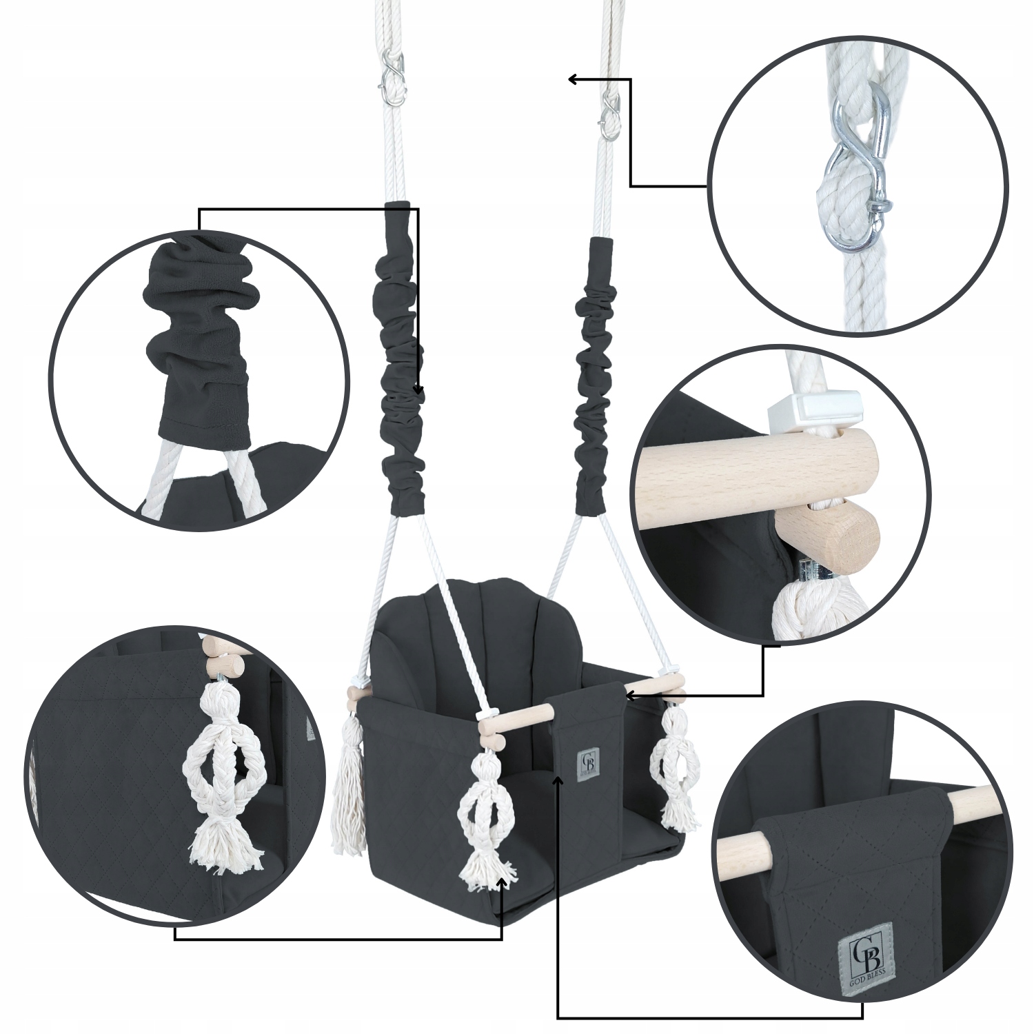 HUŚTAWKA DLA DZIECI DO DOMU REGULOWANA PRODUCENT CERTYFIKAT - CE Materiał drewno metal