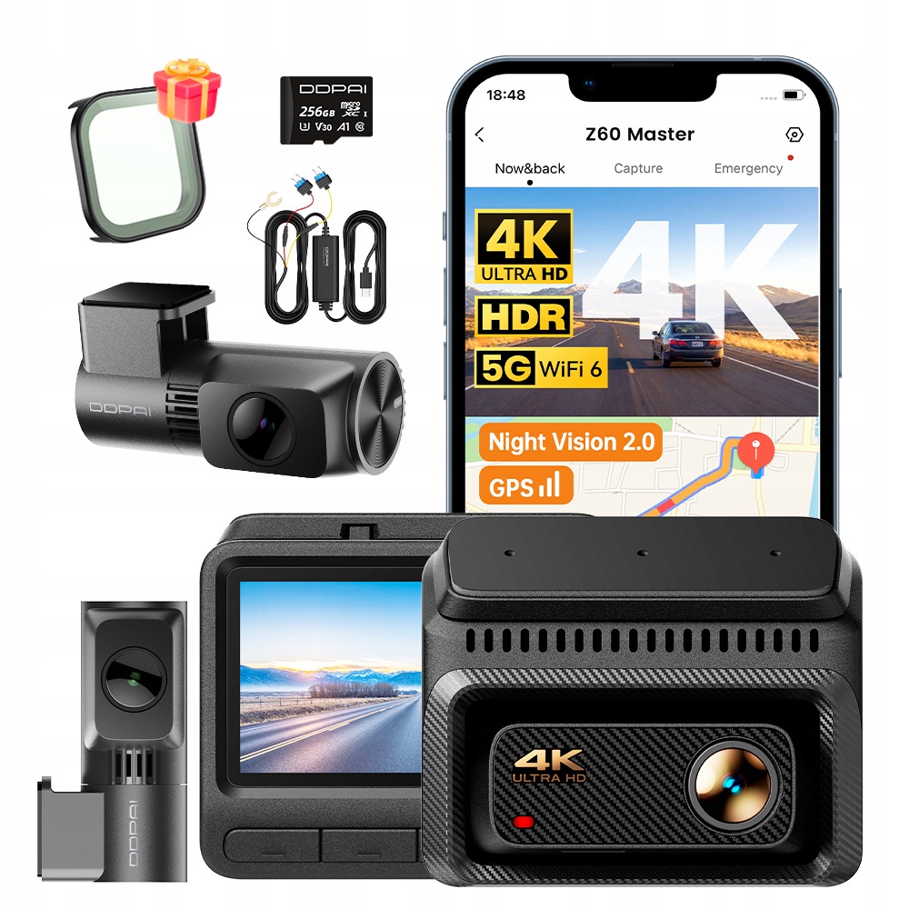 Videorekordér Ddpai Z60 Master 4K Hdr Zadní Interiér Hardwarová Sada 256 Gb